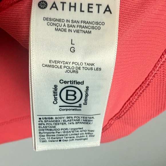 Athleta Activewear Golf Coral Everyday Sleeveless Polo Tank Top Size Large - Picture 8 of 10